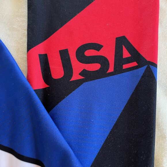 UNDER ARMOUR HEAT GEAR WOMEN'S USA BLACK RED BLUE WORK OUT GYM LEGGINGS S NEW - Picture 2 of 12